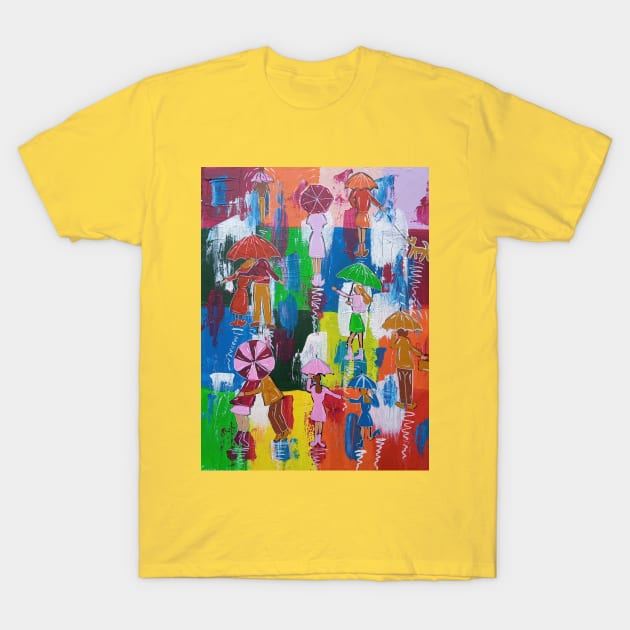 Rushing into a Rainbow Sky T-Shirt by Casimirasquirkyart